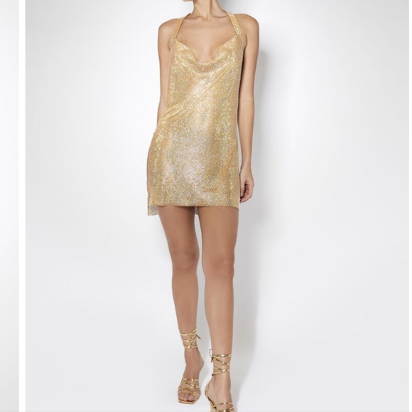 Chainmail Halter Mini Dress - Picture 1 of 8